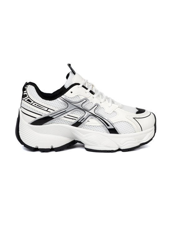 Black and White Comfortable Sneakers with Mesh