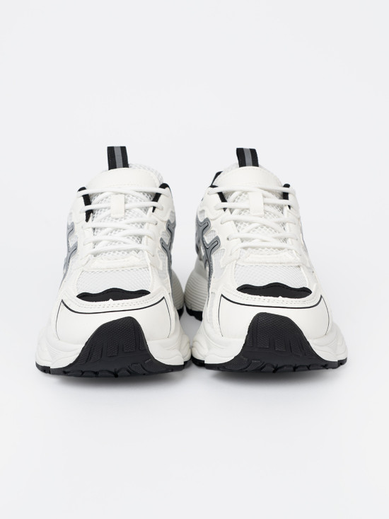 Black and White Comfortable Sneakers with Mesh