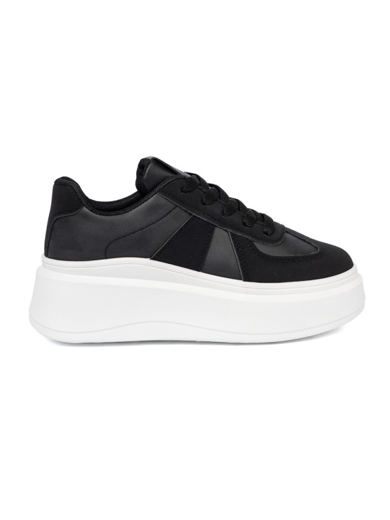 Classic Black Sneakers with Thick Sole