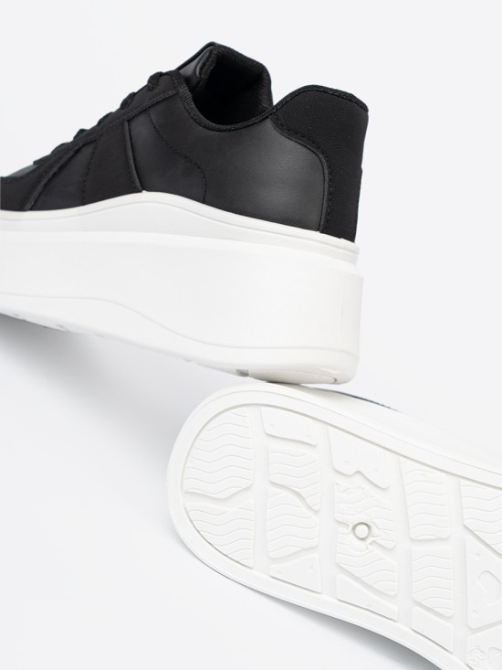 Classic Black Sneakers with Thick Sole