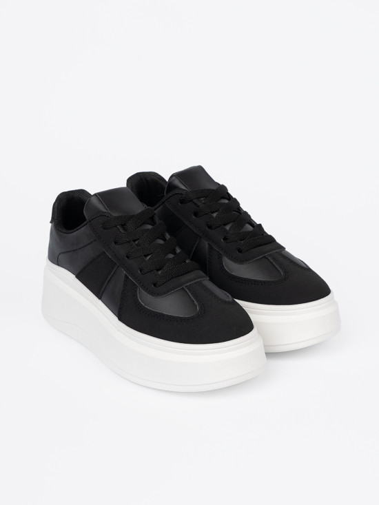 Classic Black Sneakers with Thick Sole