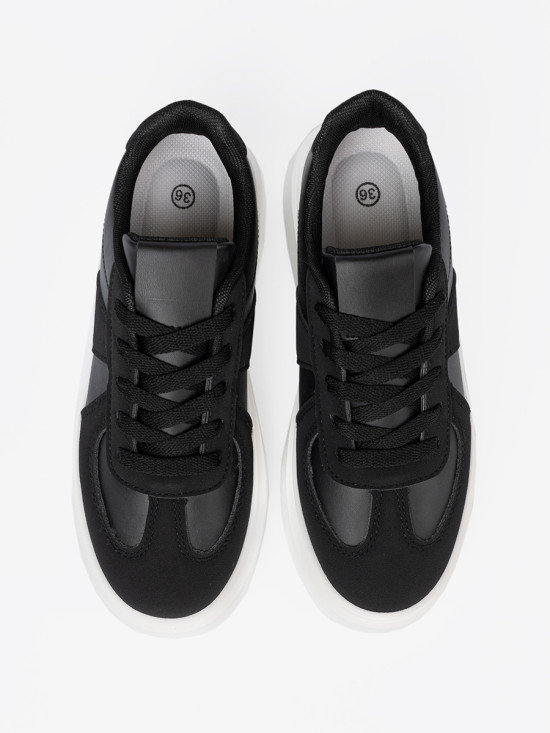 Classic Black Sneakers with Thick Sole