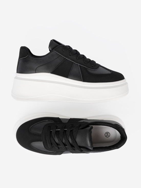 Classic Black Sneakers with Thick Sole