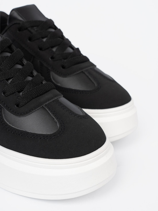 Classic Black Sneakers with Thick Sole