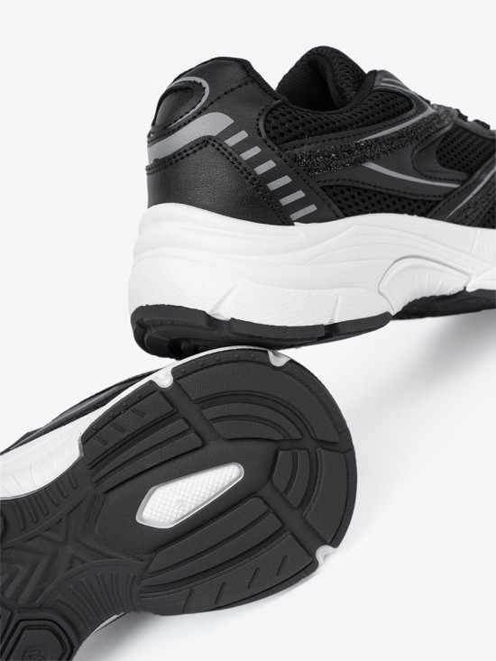 Black Sneakers with Mesh and White Sole