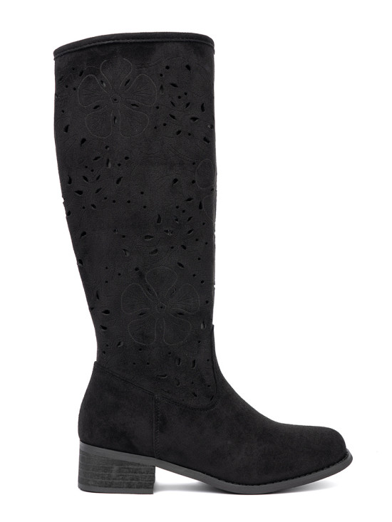 Black Suede Knee-High Boots