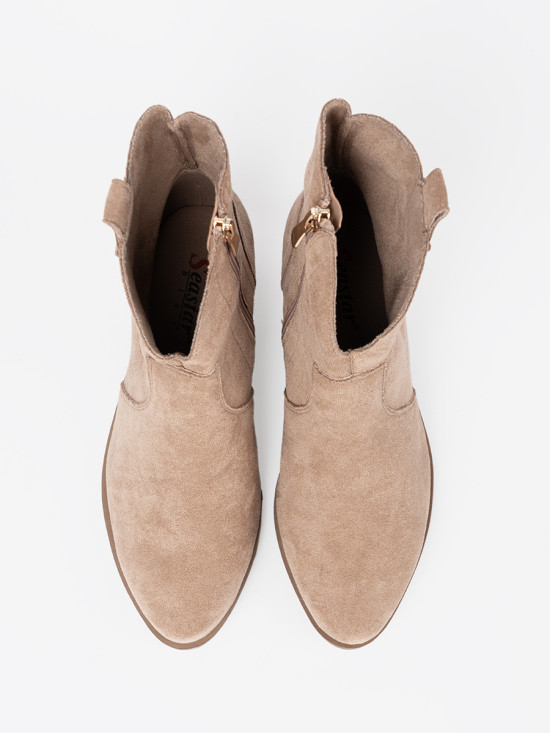 Beige Suede Ankle Boots