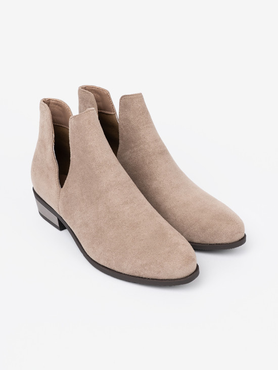 Beige Ankle Boots with Cutouts
