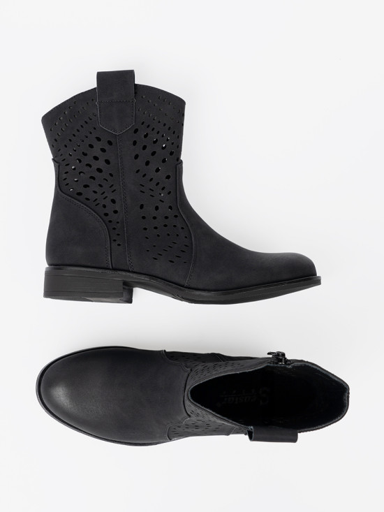 Lace-Up Black Ankle Boots