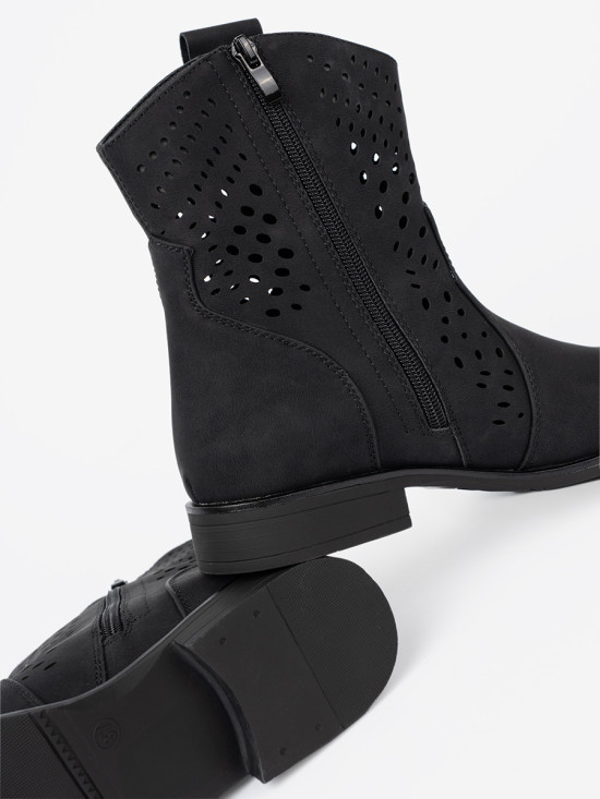Lace-Up Black Ankle Boots