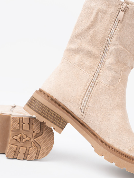 Modern Light Beige Ankle Boots with Simple Design