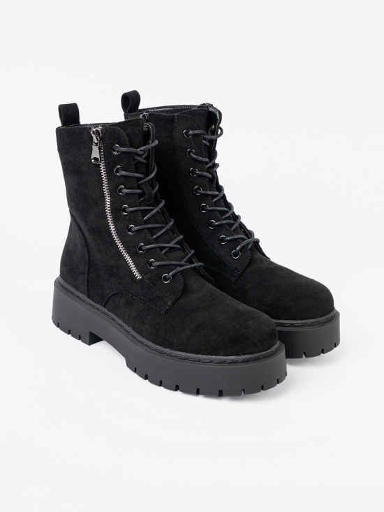 Black Ankle Boots with Suede Finish