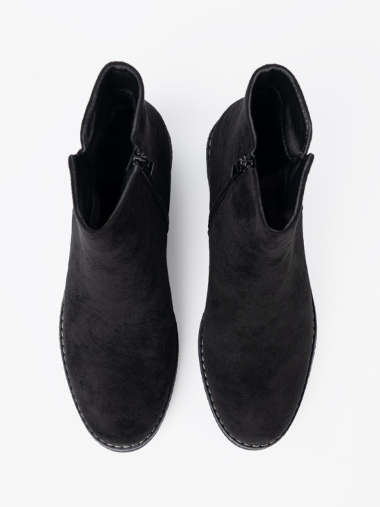 Simple Black Ankle Boots on Comfortable Heel