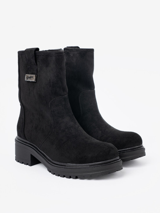 Black Ankle Boots with Chunky Sole