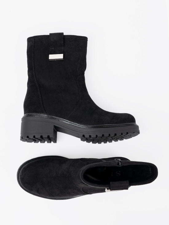 Black Ankle Boots with Chunky Sole
