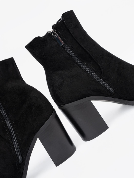 Black Suede Ankle Boots with Block Heel