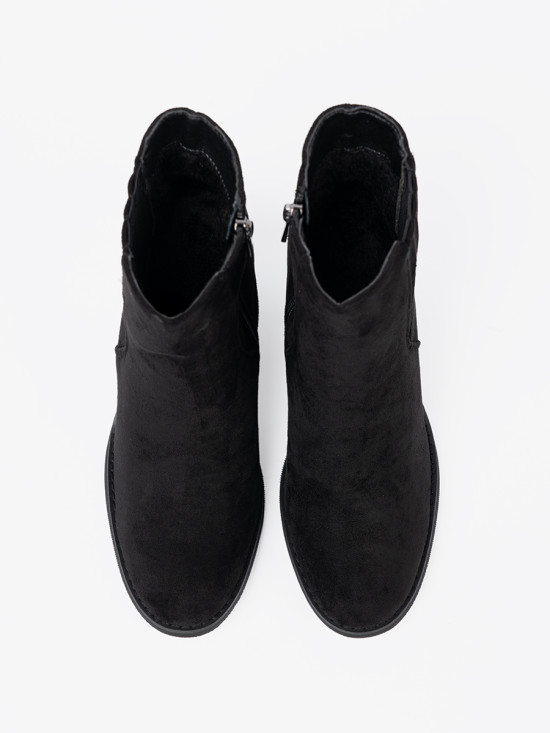 Black Suede Ankle Boots with Block Heel