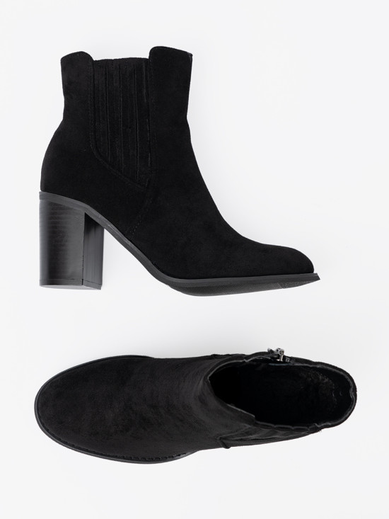 Black Suede Ankle Boots with Block Heel