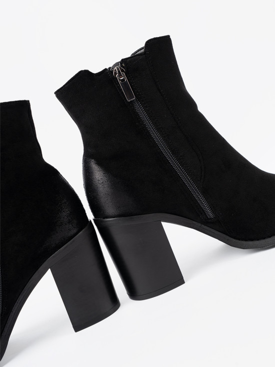 Black Suede Ankle Boots with High Heel