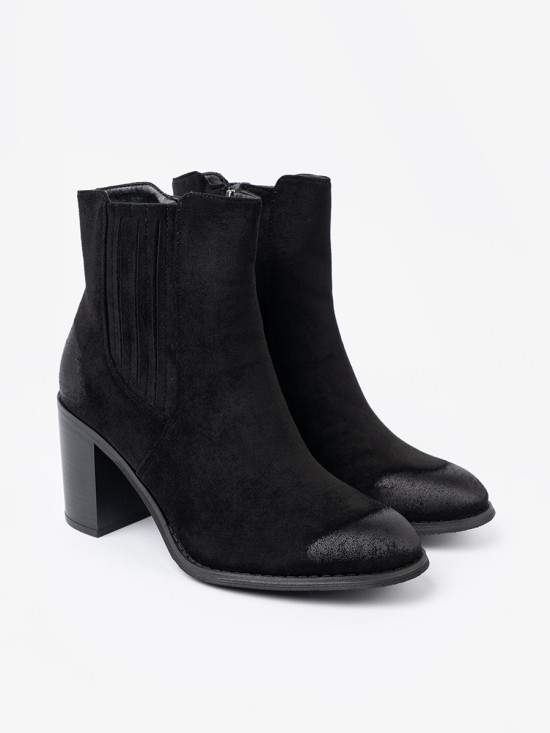 Black Suede Ankle Boots with High Heel