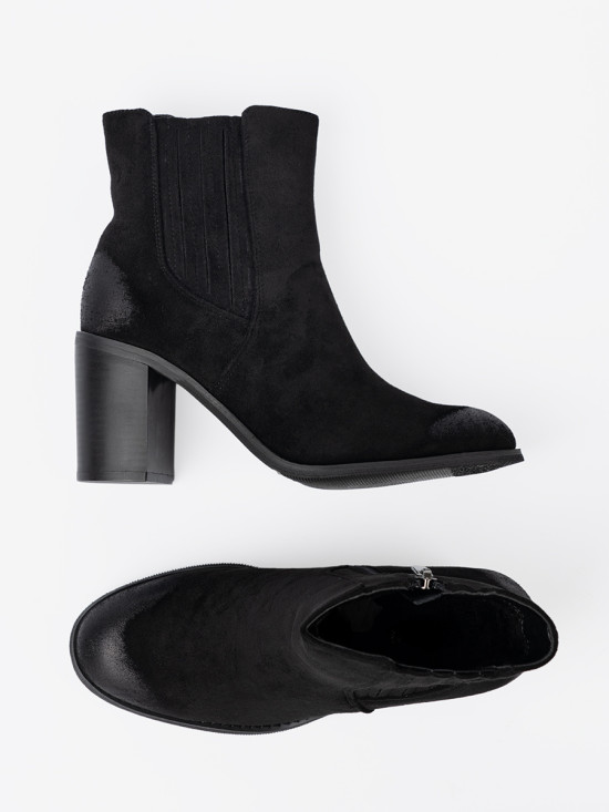 Black Suede Ankle Boots with High Heel