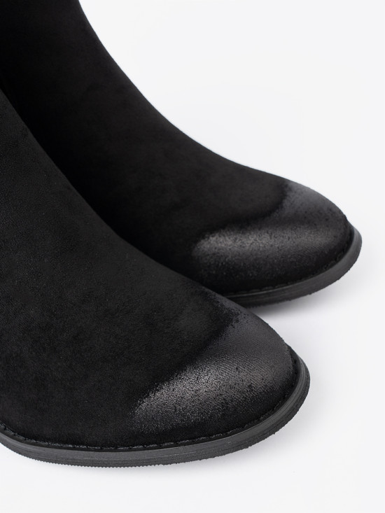 Black Suede Ankle Boots with High Heel