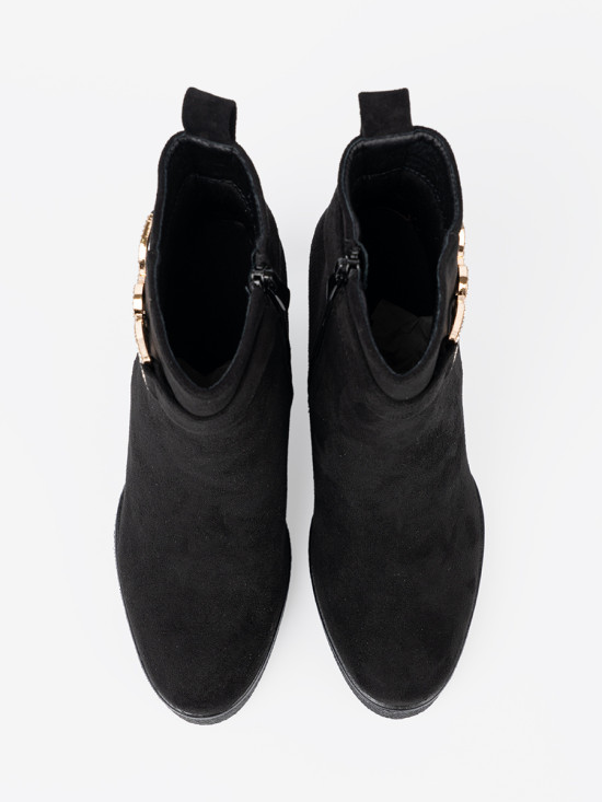 Black Suede Ankle Boots with Elegant Buckle