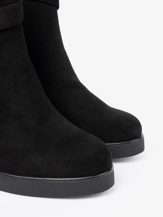 Black Suede Ankle Boots with Elegant Buckle