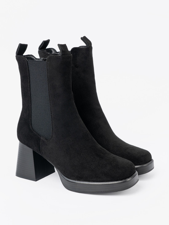 Elegant Ankle Boots with Block Heels and Elastic Inserts