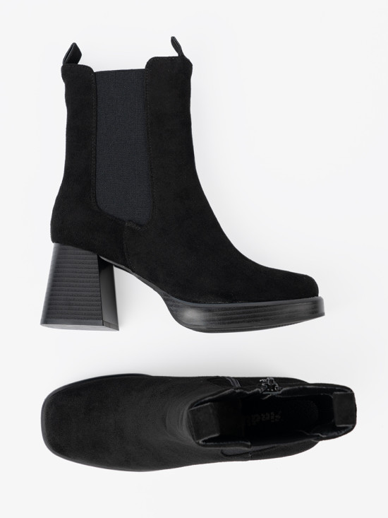 Elegant Ankle Boots with Block Heels and Elastic Inserts