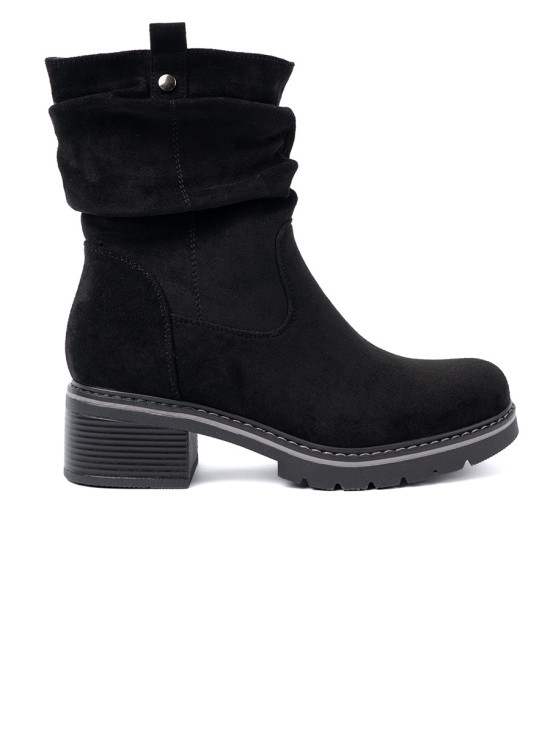 Black Ankle Boots with Decorative Ruching
