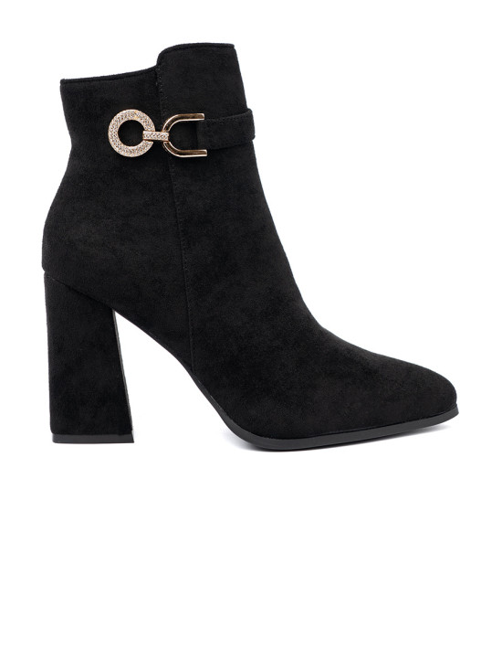 Elegant Black Ankle Boots with Jewelry Accent