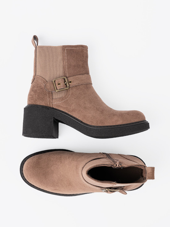 Stylish Beige Ankle Boots with Stable Heel