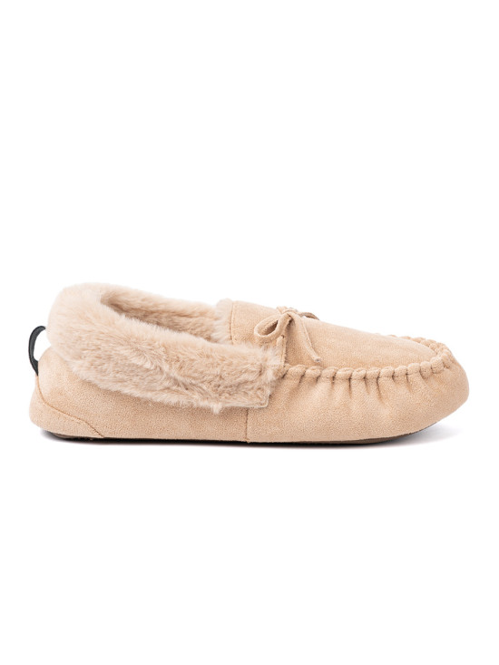 Warm Beige Slippers with Bow