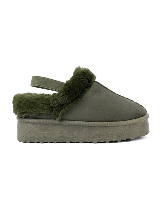 Dark Green Faux Fur Snow Boots