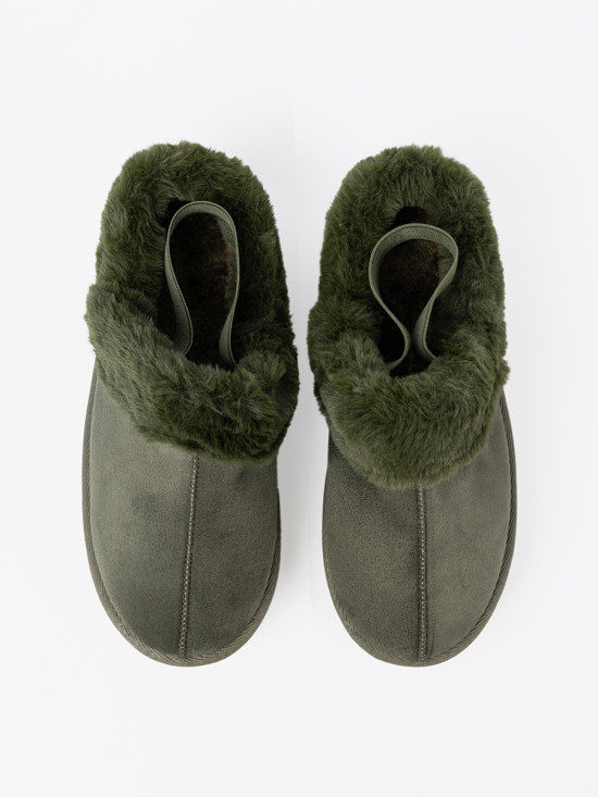 Dark Green Faux Fur Snow Boots