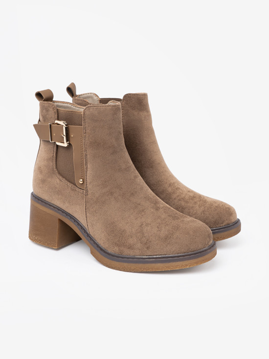 Stylish Beige Ankle Boots with Comfortable Heel