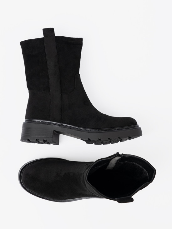 Black Ankle Boots with Thick Sole