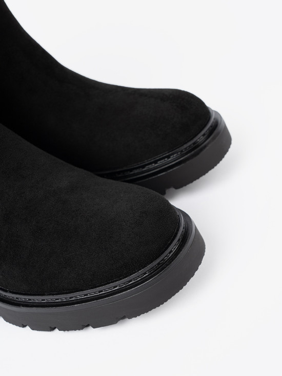Black Ankle Boots with Thick Sole