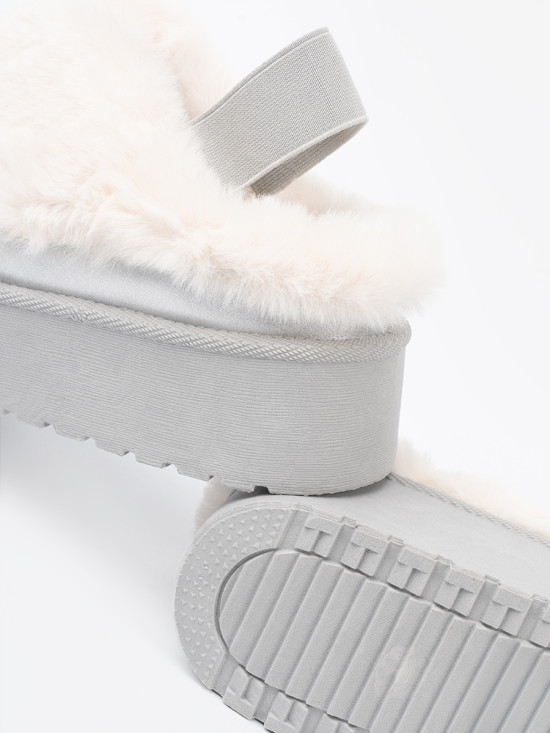 Silver Snow Boots with Fur and Platform