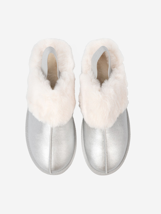 Silver Snow Boots with Fur and Platform
