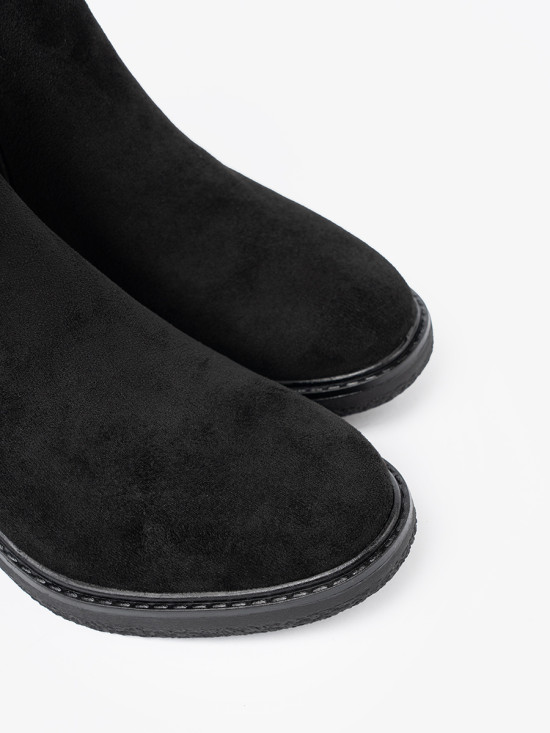 Black Ankle Boots with Buckle on Stable Heel