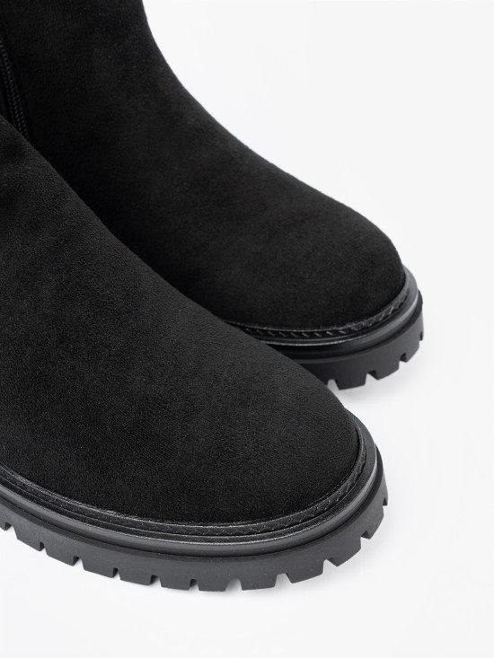Classic Black Ankle Boots with Thick Sole