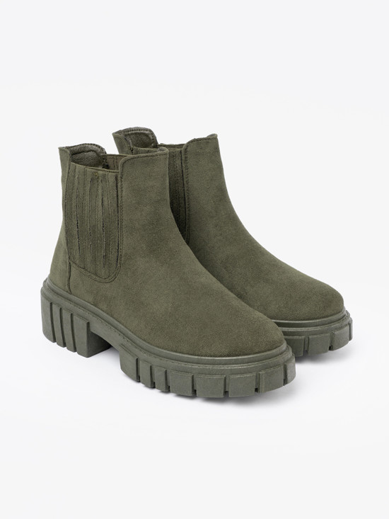 Green Ankle Boots with Elastic Inserts