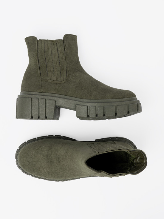 Green Ankle Boots with Elastic Inserts
