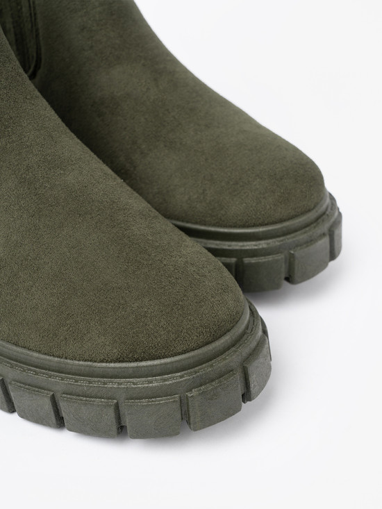 Green Ankle Boots with Elastic Inserts