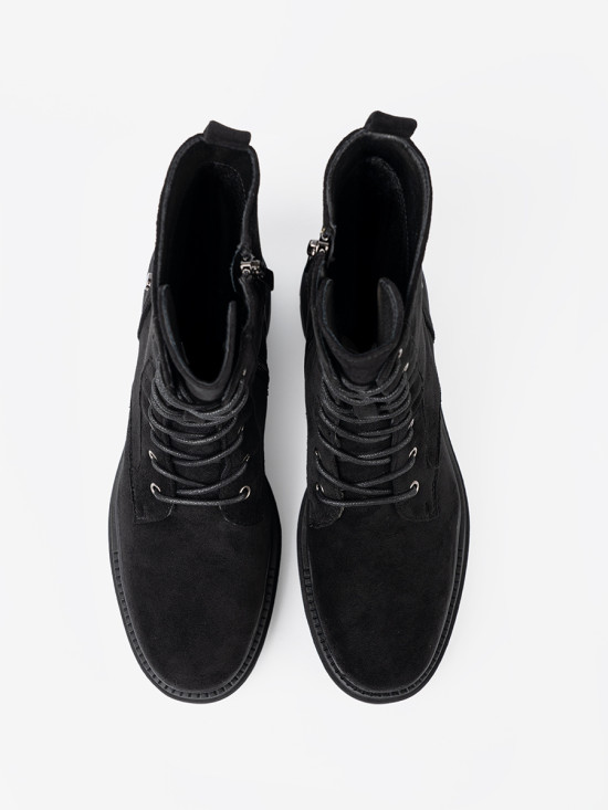 Black Lace-Up Workers on Chunky Sole
