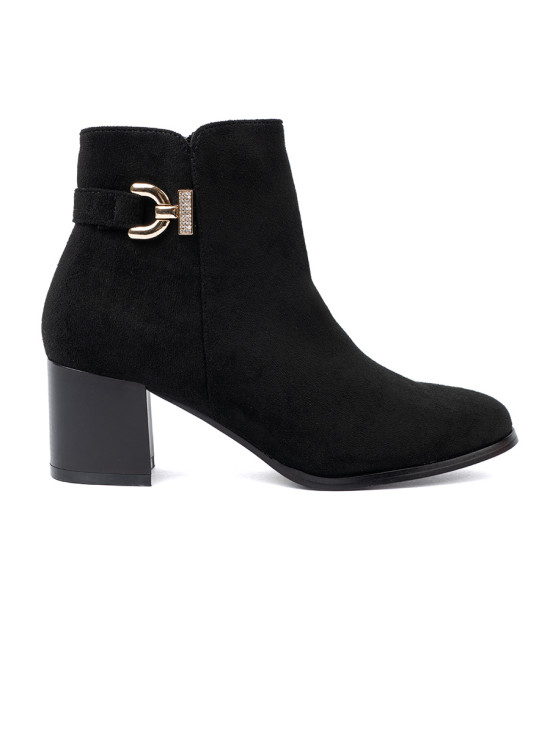 Stylish Black Ankle Boots with Elegant Embellishment
