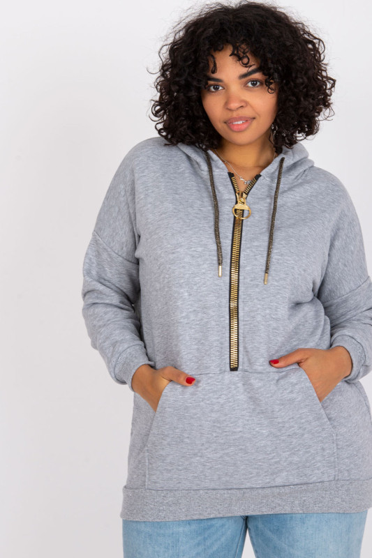 Gray Women's Hoodie with Zipper and Hood