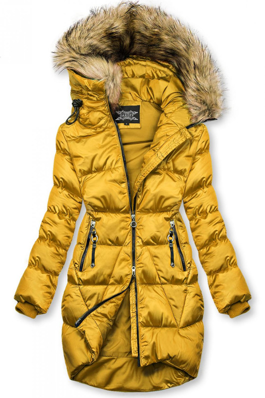 Mustard yellow shiny winter jacket